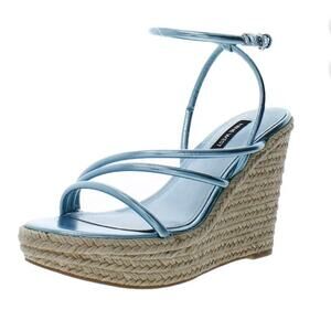 Nine West Blue Hipsta 3 Espadrille Platform Sandals 9.5 New